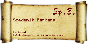 Szedenik Barbara névjegykártya